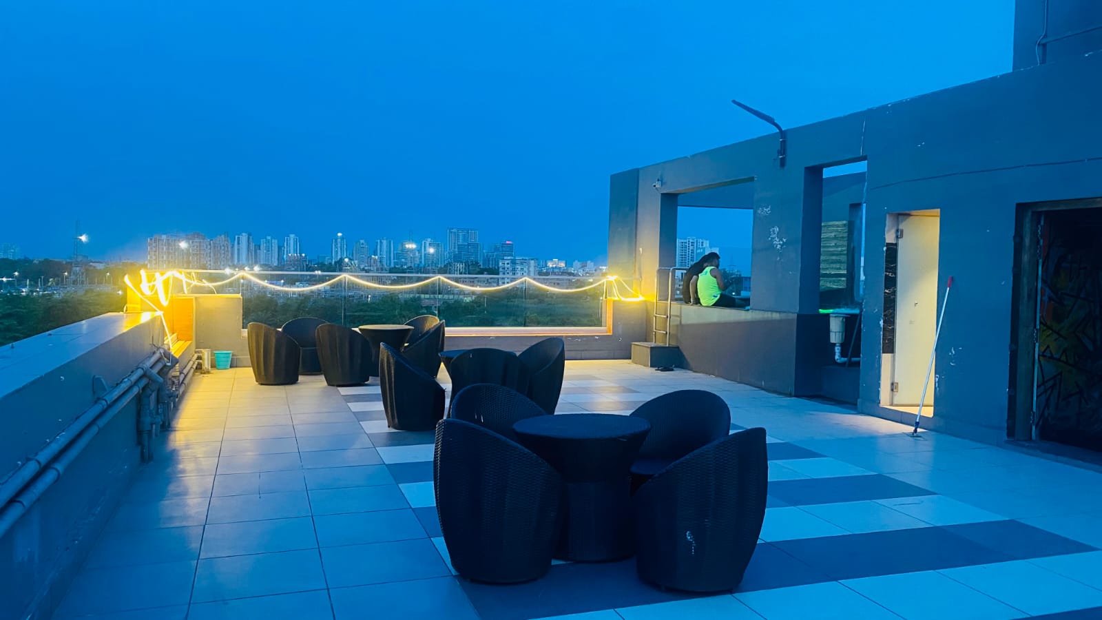 Rooftop Pool Night