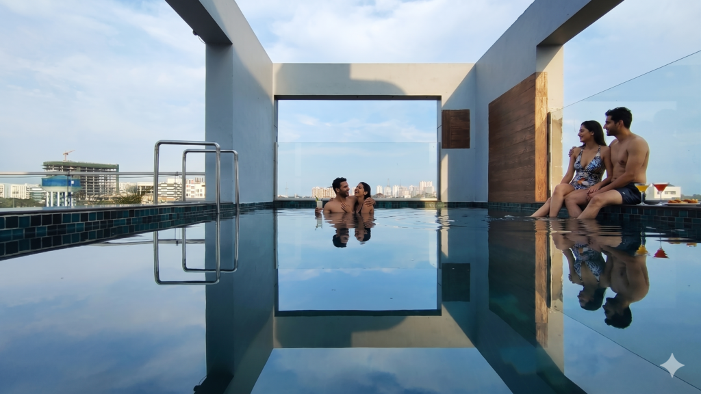 Best hotel in New Town Kolkata - rooftop pool at WaterView Residency